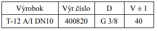 T-12AI Vršek k baterii_rozměry